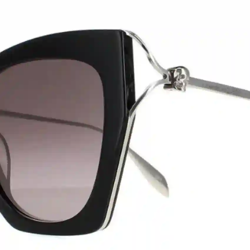 Alexander McQueen 0375S-001 53 Sunglass WOMAN ACETATE BLACK-SILVER-GREY