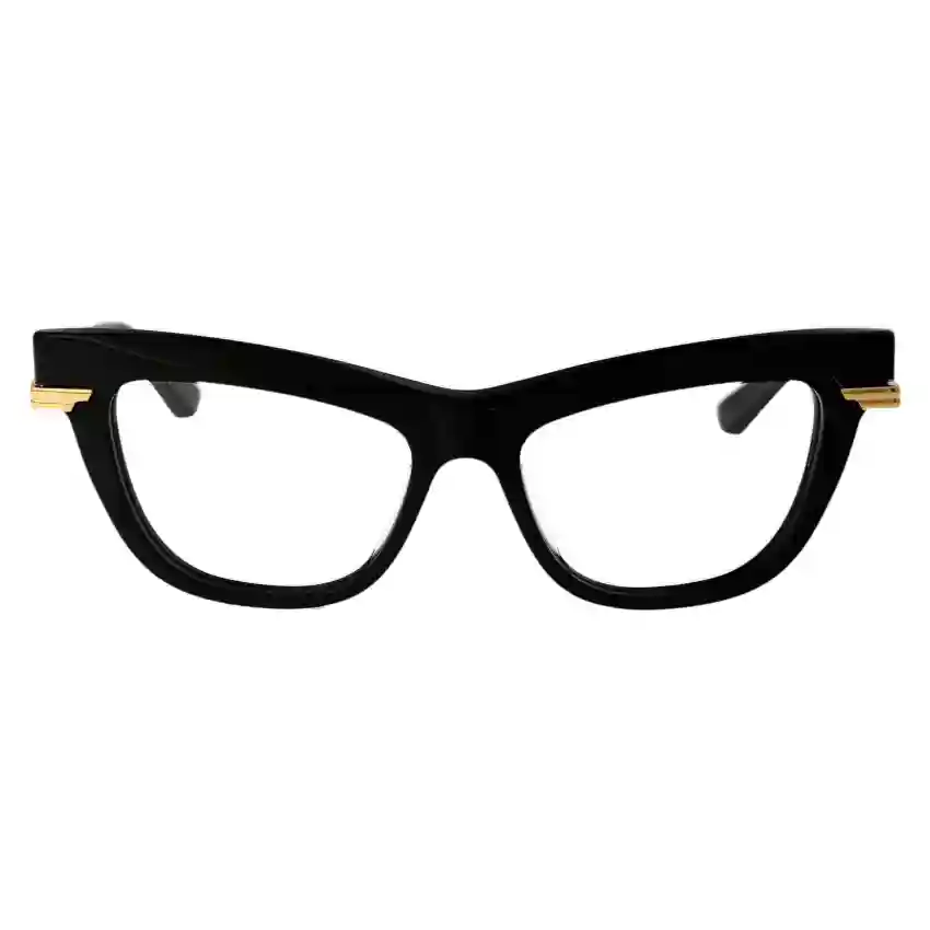 Bottega Veneta 1266O-001 51 Optical Frame WOMAN RECYC BLACK-GOLD-TRANSPARENT