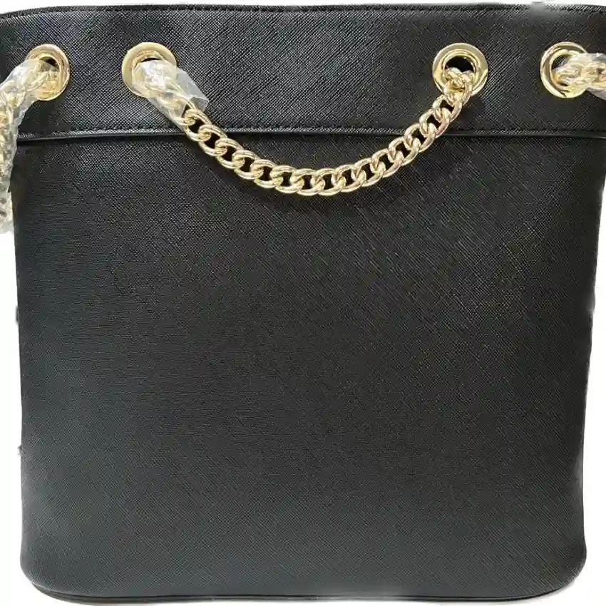 Versace Jeans Couture, Geanta din piele ecologica cu bareta de umar si detaliu din lant, Negru