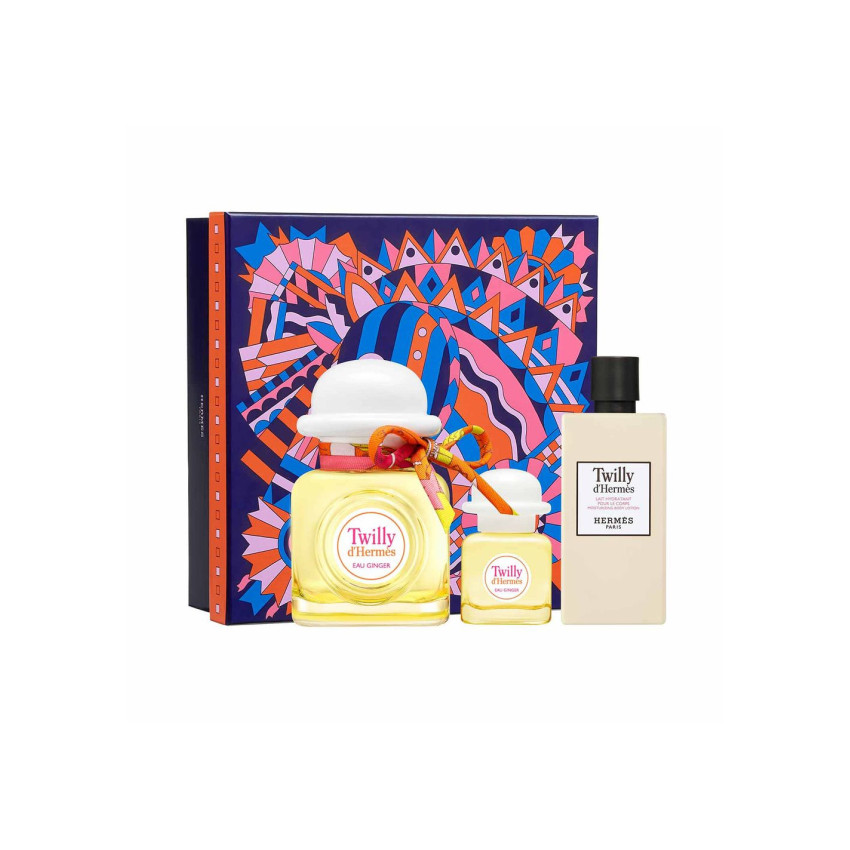 Set Cadou Hermès Twilly d'Hermes Eau Ginger EDP 85 ml + Spray de Calatorie EDP 7,5 ml + Lotiune De Corp 80 ml