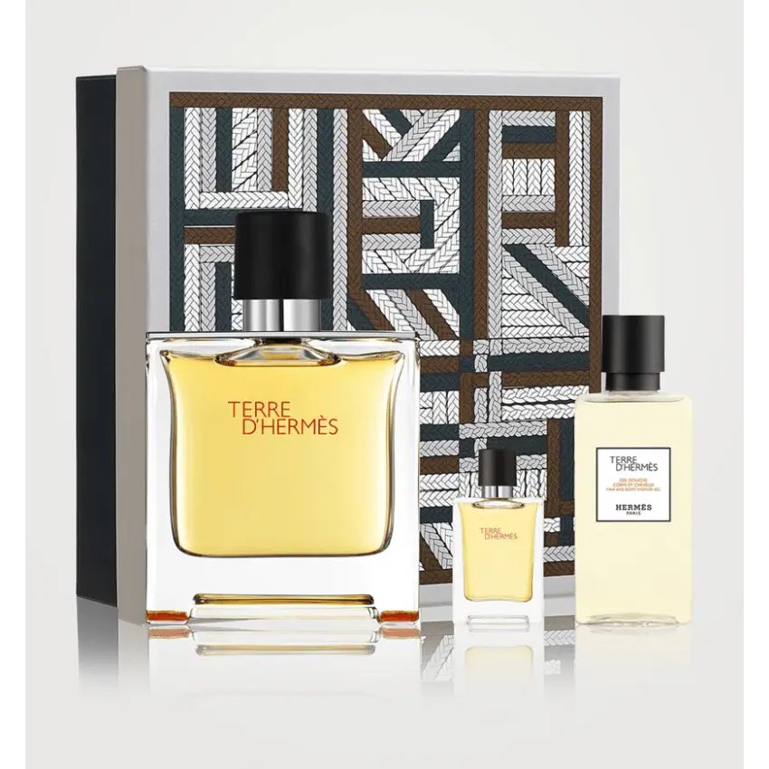 Set Cdou Terre D'Hermes Pure Parfume 75 ml + Pure Parfum Deluxe 5 ml + Gel de dus 40 ml