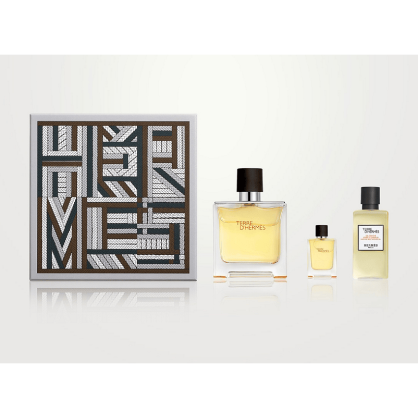 Set Cdou Terre D'Hermes Pure Parfume 75 ml + Pure Parfum Deluxe 5 ml + Gel de dus 40 ml