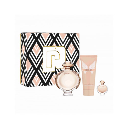 Set Cadou Paco Rabanne Olympéa EDP 80 ml + Travel Spray EDP 5 ml + Loțiune de Corp 100 ml