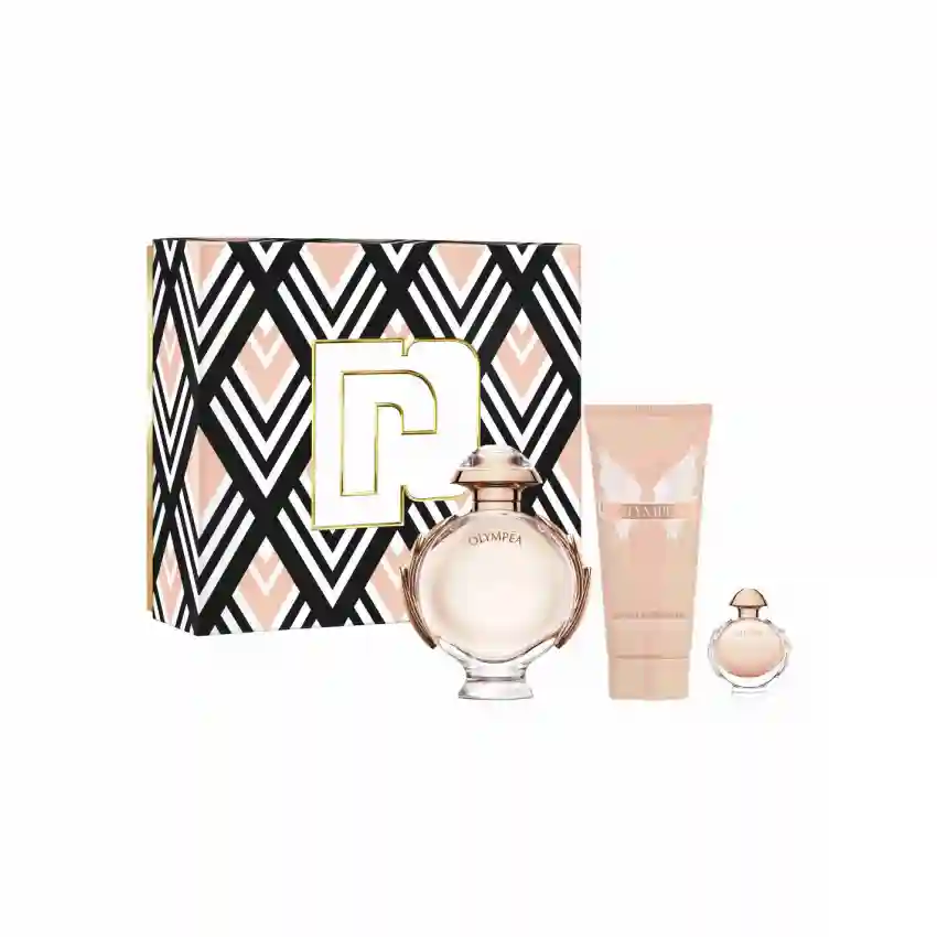 Set Cadou Paco Rabanne Olympéa EDP 80 ml + Travel Spray EDP 5 ml + Loțiune de Corp 100 ml