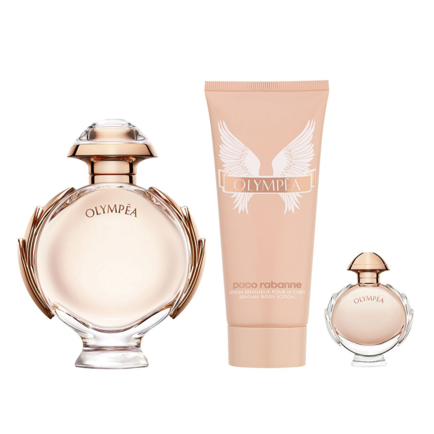 Set Cadou Paco Rabanne Olympéa EDP 80 ml + Travel Spray EDP 5 ml + Loțiune de Corp 100 ml