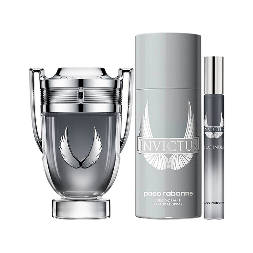 Set Cadou Paco Rabanne Invictus Platinum EDP 100 ml + Travel Spray EDP 10 ml + Deo Spray 150 ml