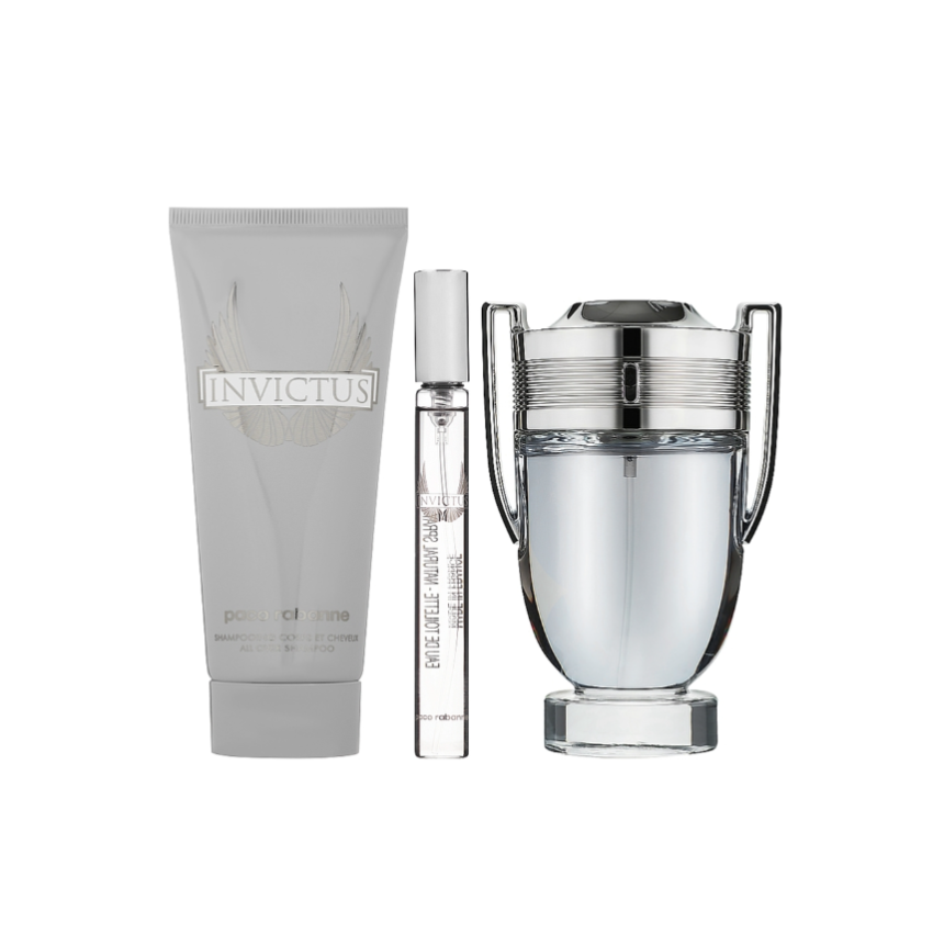 Set Cadou Paco Rabanne Invictus EDT 100 ml + Travel Spray 10 ml + Gel De Duș 100 ml 