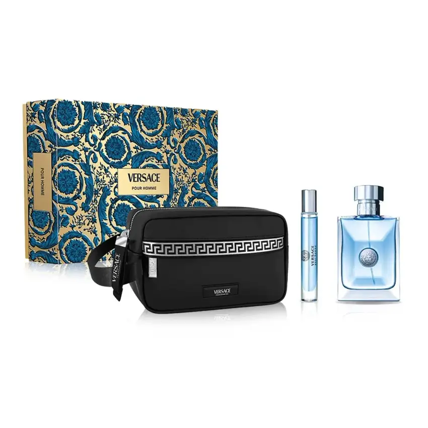 Set Cadou Versace Pour Homme EDT 100 ml + Travel Spray 10 ml + Geantă Cosmetică