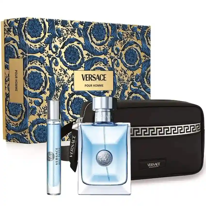Set Cadou Versace Pour Homme EDT 100 ml + Travel Spray 10 ml + Geantă Cosmetică