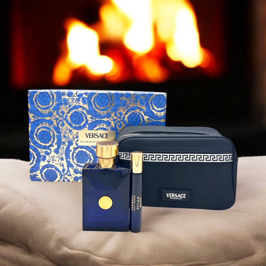 Set Cadou Versace Pour Homme Dylan Blue EDT 100ml + Travel Spray 10ml + Geantă Cosmetică