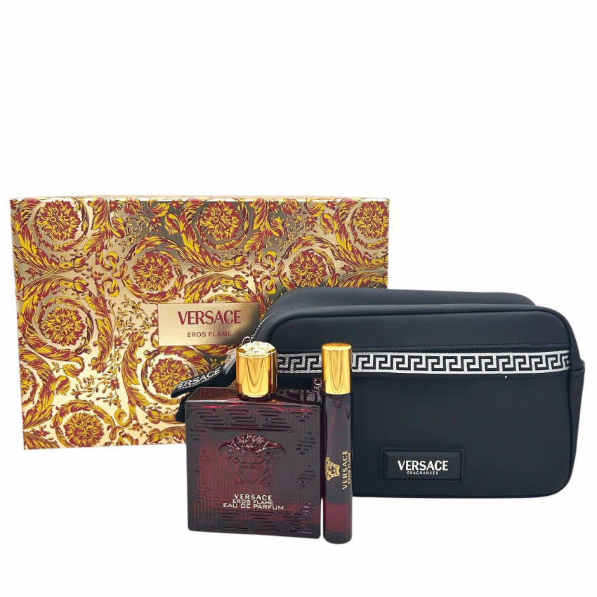 Set Cadou Versace Eros Flame EDP 100 ml + Travel Spray 10 ml + Geantă Cosmetică