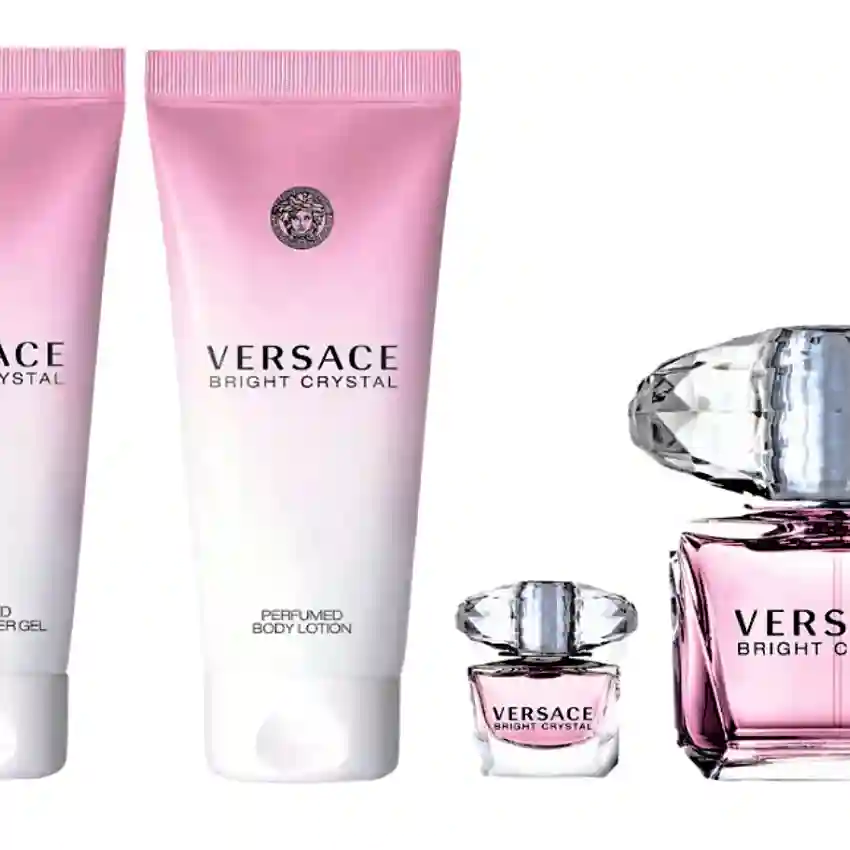 Set Cadou Versace Bright Crystal EDT 90 ml + Gel De Baie & Gel De Duș Doi În Unu 100 ml + Loțiune De Corp 100 ml + Miniatură EDT 5 ml