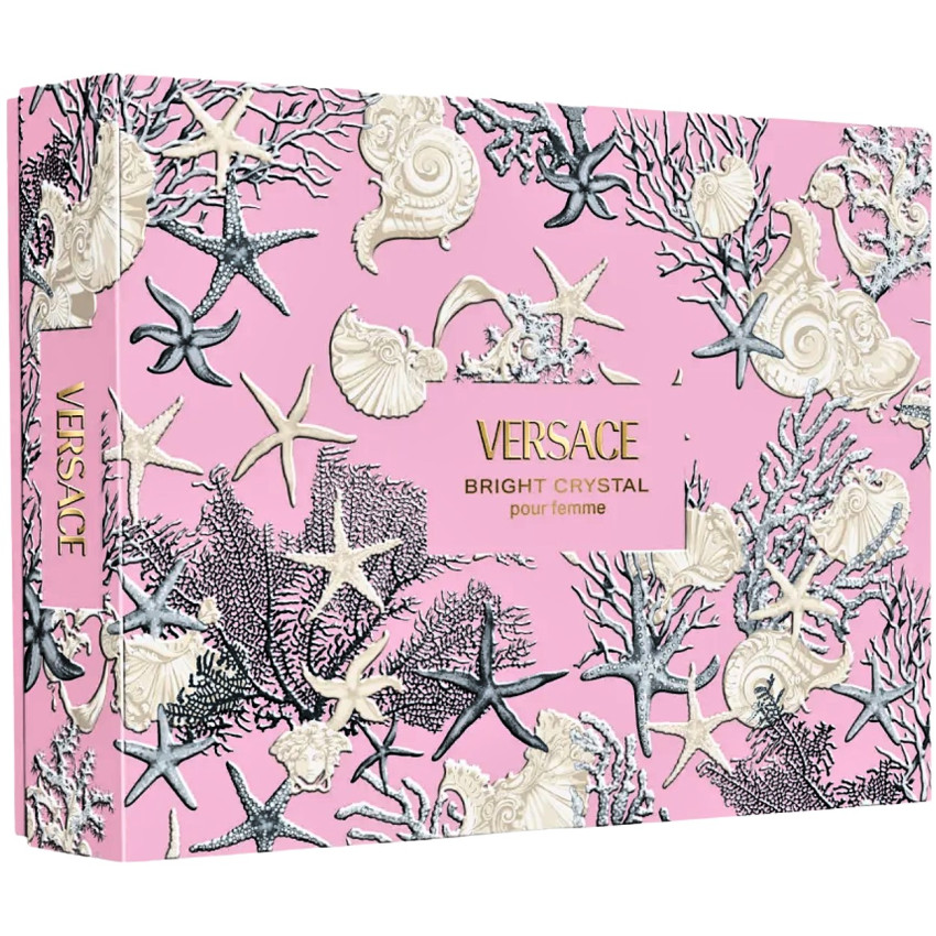 Set Cadou Versace Bright Crystal EDT 90 ml + Gel De Baie & Gel De Duș Doi În Unu 100 ml + Loțiune De Corp 100 ml + Miniatură EDT 5 ml