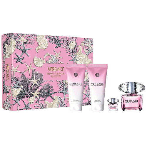 Set Cadou Versace Bright Crystal EDT 90 ml + Gel De Baie & Gel De Duș Doi În Unu 100 ml + Loțiune De Corp 100 ml + Miniatură EDT 5 ml