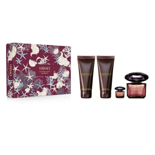 Set Cadou Versace Crystal Noir EDP 90 ml + Gel De Baie & Gel De Duș Doi În Unu 100 ml + Loțiune De Corp 100 ml + Miniatură EDP 5 ml