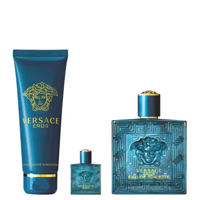 Set Cadou Versace Eros Pour Homme EDT 100 ml + Spray de Calatorie EDT 5 ml + Gel De Duș 150 ml