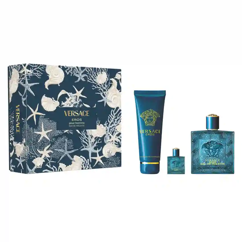 Set Cadou Versace Eros Pour Homme EDT 100 ml + Spray de Calatorie EDT 5 ml + Gel De Duș 150 ml