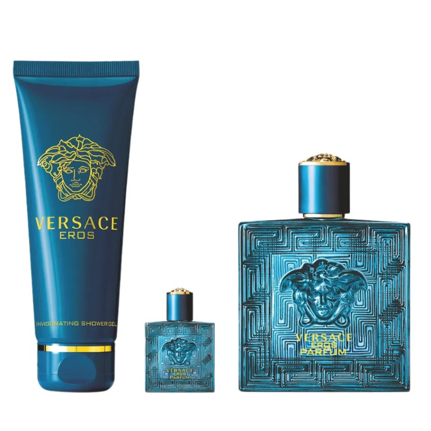Set Cadou Versace Eros Pour Homme Parfum 100 ml + Spray de Calatorie Parfum 5 ml + Gel De Duș 150 ml