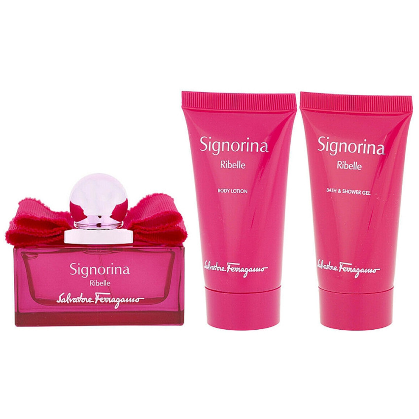 Set Cadou Salvatore Ferragamo Signorina Ribelle EDP 50 ml + Loțiune De Corp 50 ml + Gel De Duș 50 ml
