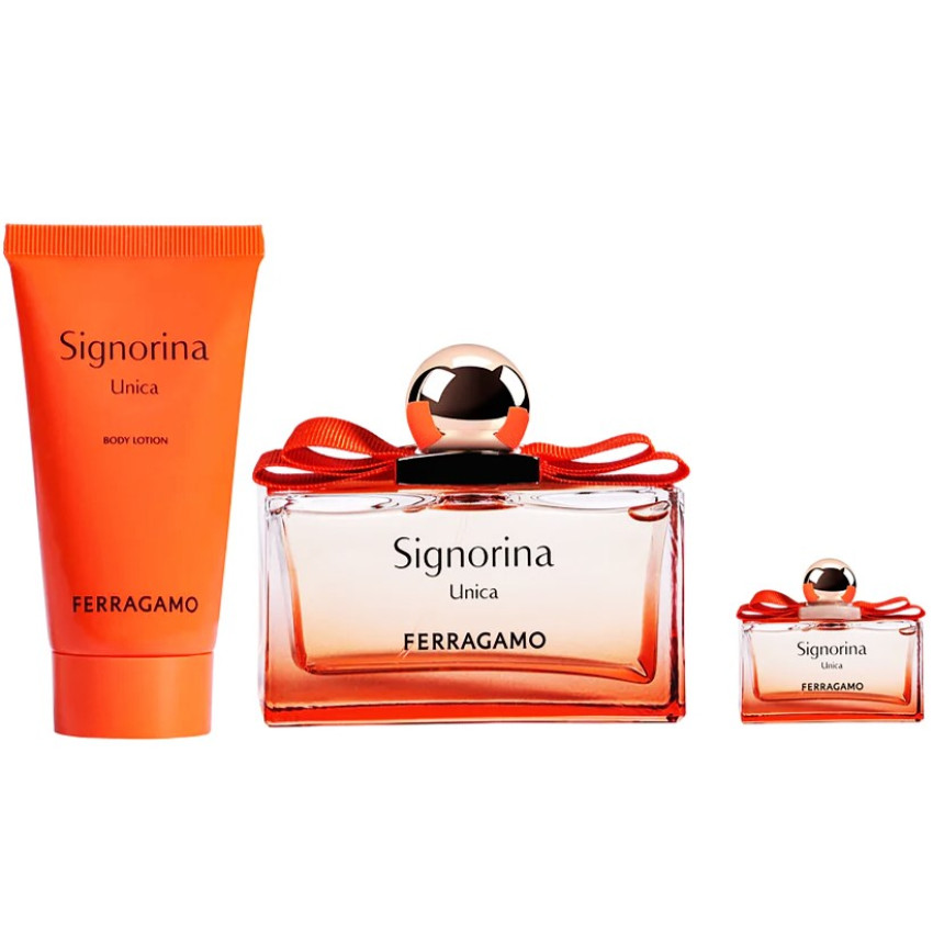Set Cadou Salvatore Ferragamo Signorina Unica For Women EDP 100 ml + Loțiune de Corp 50 ml + Miniatură EDP 5 ml