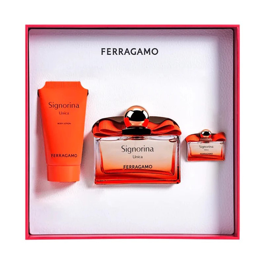 Set Cadou Salvatore Ferragamo Signorina Unica For Women EDP 100 ml + Loțiune de Corp 50 ml + Miniatură EDP 5 ml