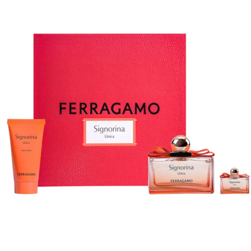Set Cadou Salvatore Ferragamo Signorina Unica For Women EDP 100 ml + Loțiune de Corp 50 ml + Miniatură EDP 5 ml