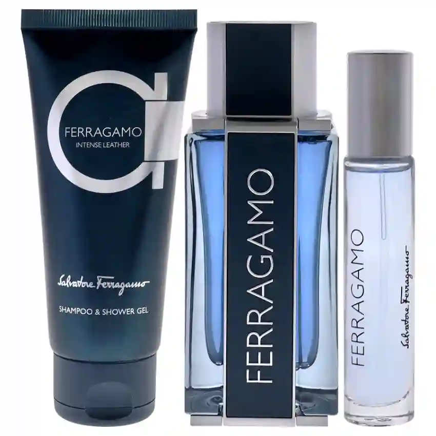 Set Cadou Salvatore Ferragamo Ferragamo Intense Leather Pour Homme For Men EDP 100 ml + Șampon & Gel De Duș  Doi În Unu 100 ml +  Miniatură EDP 10 ml
