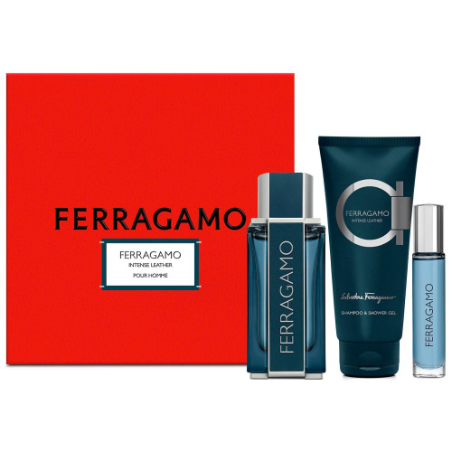 Set Cadou Salvatore Ferragamo Ferragamo Intense Leather Pour Homme For Men EDP 100 ml + Șampon & Gel De Duș  Doi În Unu 100 ml +  Miniatură EDP 10 ml