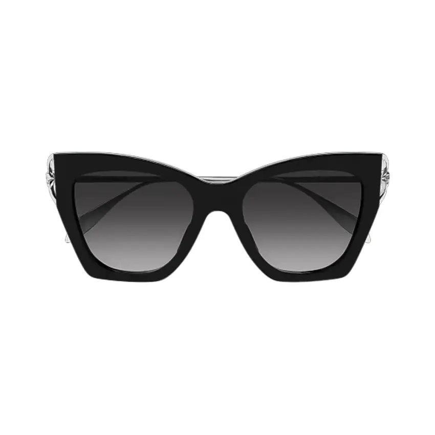 Alexander McQueen AM0375S-001 – Ochelari de soare Femei, Negru/Argintiu/Gri, Butterfly