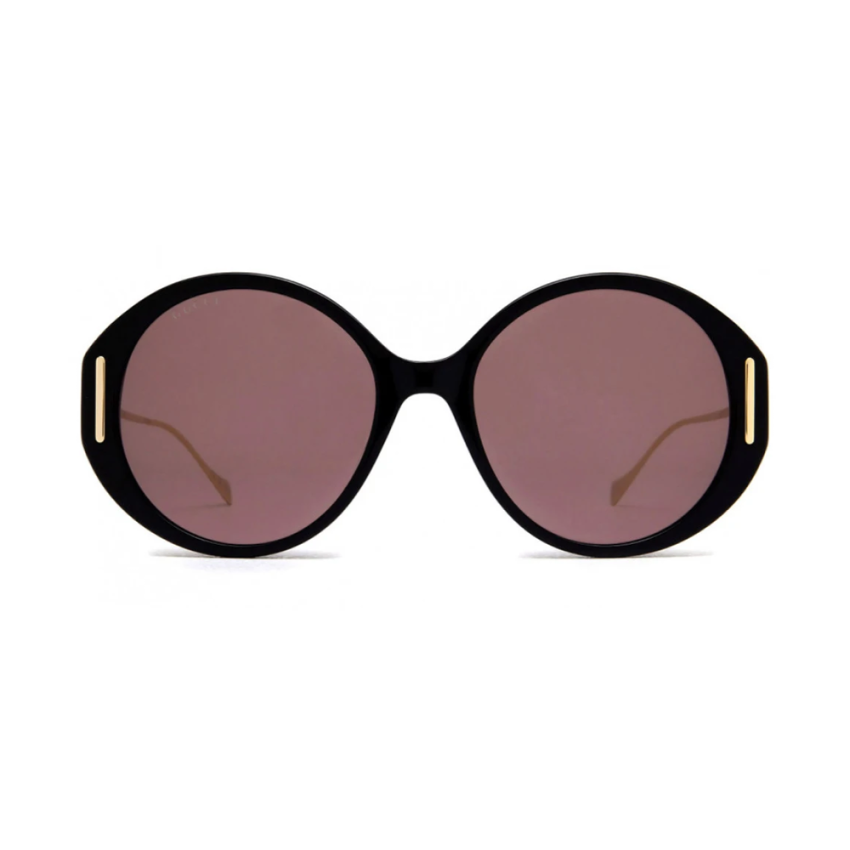 Gucci GG1202S-001 – Ochelari de soare Femei, Negru-Auriu, Rotunzi, 57 mm
