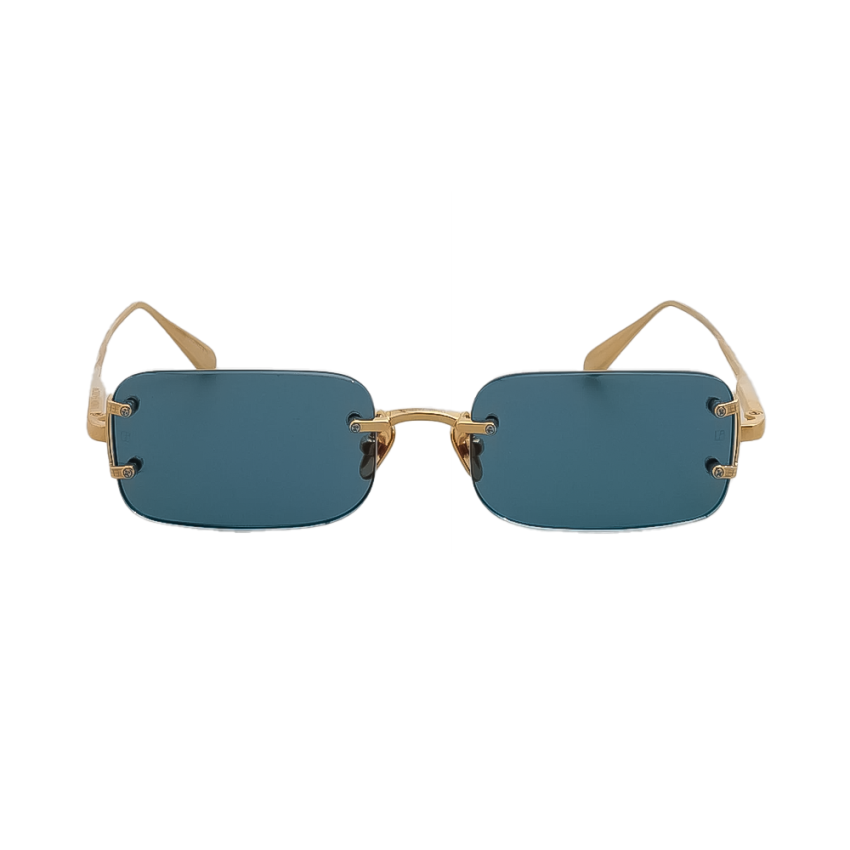 Linda Farrow LFL1458C2SUN – Ochelari de soare Unisex, Maro/Gold, Rectangulari, Titanium