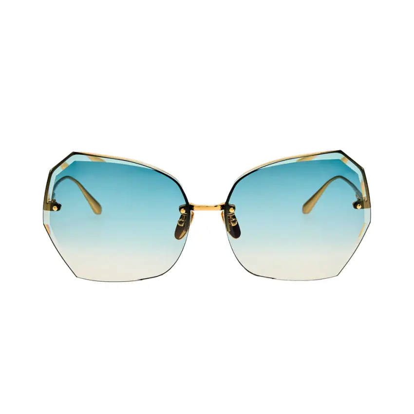 Linda Farrow LILA – Ochelari de soare Unisex, Auriu, Oversized, Rimless