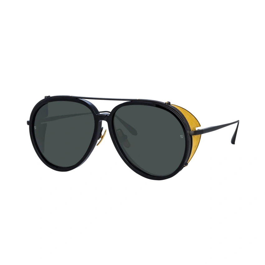 Linda Farrow MAVERICK – Ochelari de soare Unisex, Negru & Auriu, Aviator, Acetat & Titan Linda Farrow MAVERICK – Ochelari de soare Unisex, Negru & Auriu, Aviator, Acetat & Titan