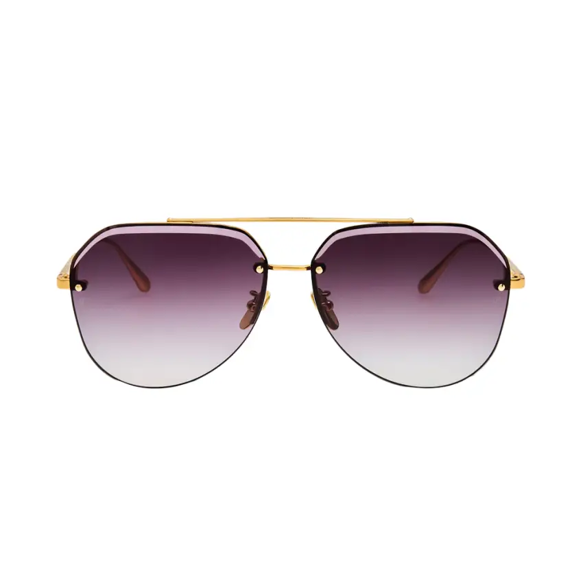 Linda Farrow QUYNH – Ochelari de soare Unisex, Auriu, Aviator, Grey Gradient