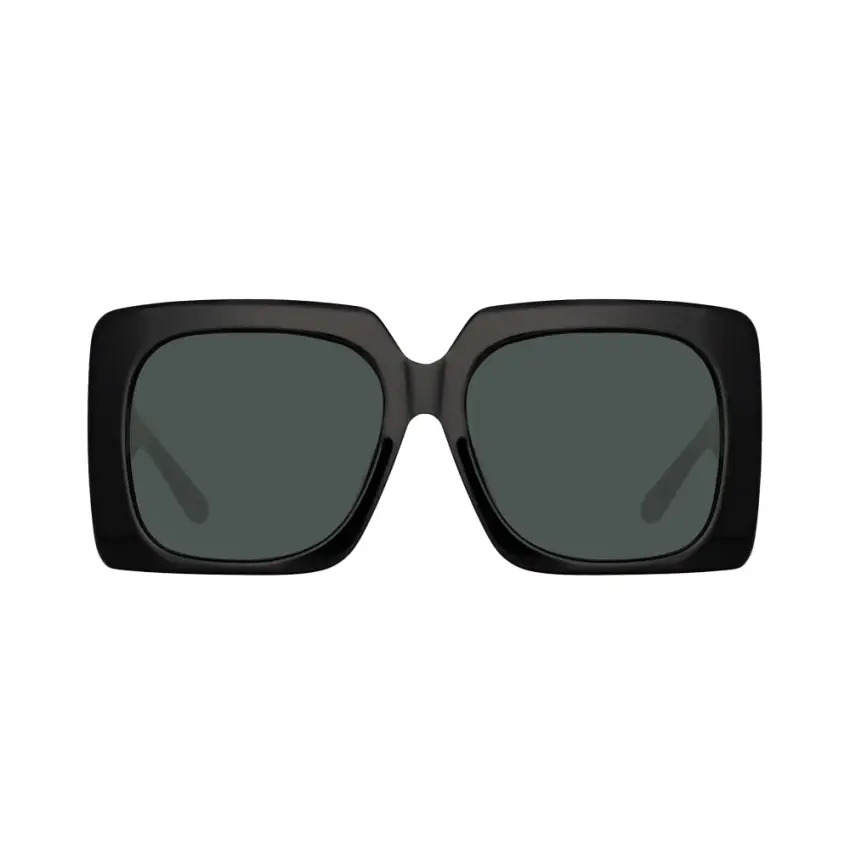 Linda Farrow SIERRA – Ochelari de soare Femei, Negru & Auriu, Oversized, Acetat