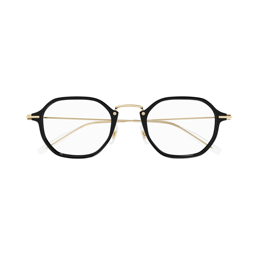 Montblanc MB0296O-001 – Rame de vedere Bărbați, Negru-Auriu, Geometrice, 50 mm