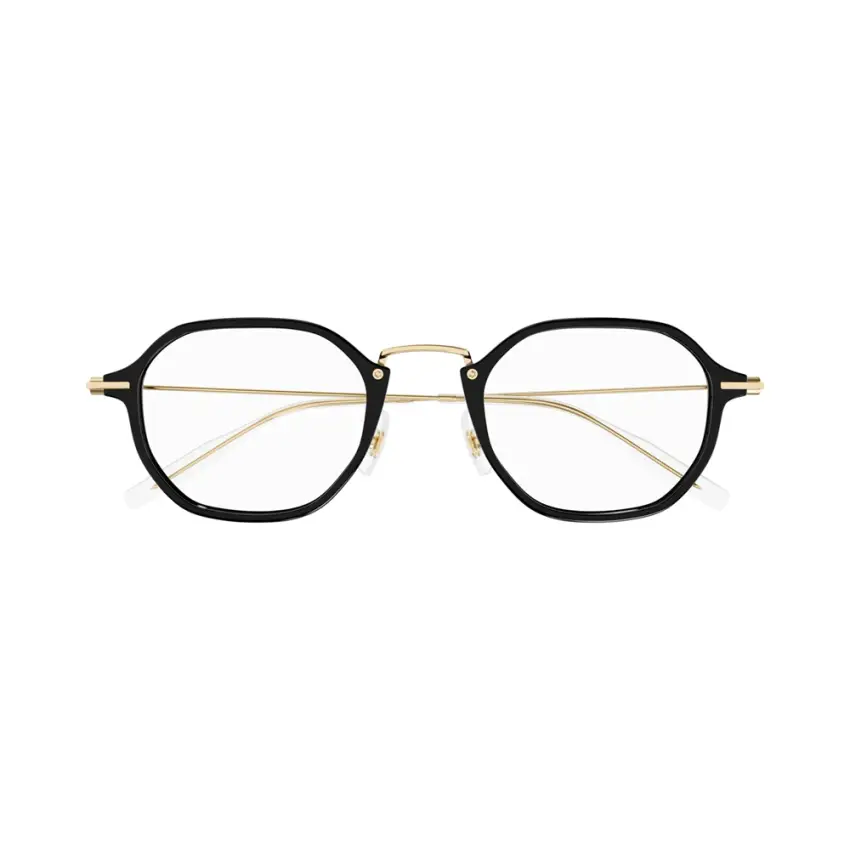 Montblanc MB0296O-001 – Rame de vedere Bărbați, Negru-Auriu, Geometrice, 50 mm