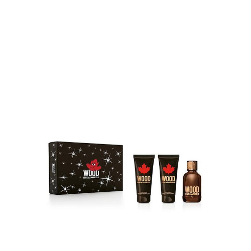 Set Cadou Dsquared² Wood pour Homme - EDT 100 ml +Gel De Duș 100 ml  + Balsam După Ras 100 ml
