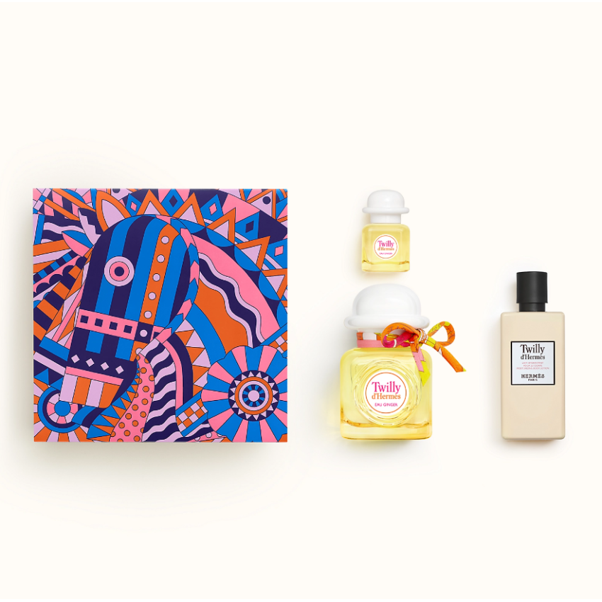 Set Cadou Hermès Twilly d'Hermes Eau Ginger EDP 85 ml + Spray de Calatorie EDP 7,5 ml + Lotiune De Corp 80 ml