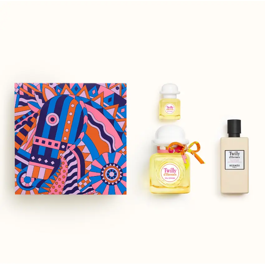 Set Cadou Hermès Twilly d'Hermes Eau Ginger EDP 85 ml + Spray de Calatorie EDP 7,5 ml + Lotiune De Corp 80 ml