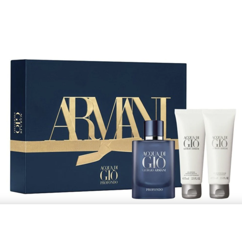 Giorgio Armani Acqua di Gio Profondo Set cadou, apa de parfum 75ml + gel de dus 75ml + balsam dupa ras 75ml, Bărbați