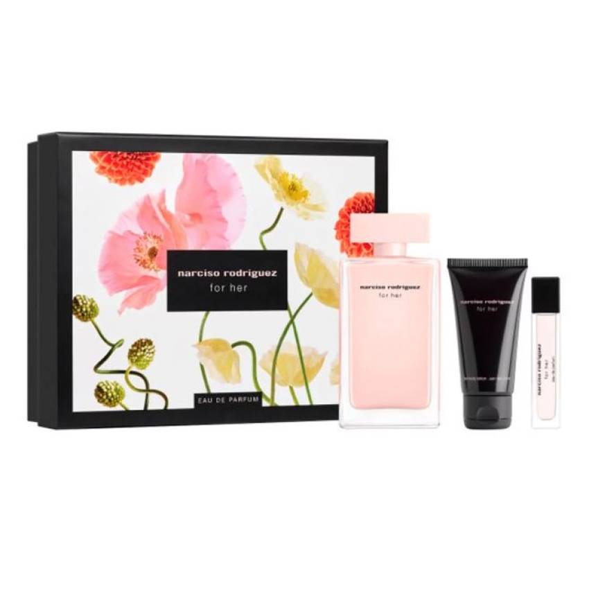 Set Cadou Narciso Rodriguez Musc Noir For Her EDP 100 ml + Spray de Calatorie EDP 10 ml + Lotiune de Corp 50 ml