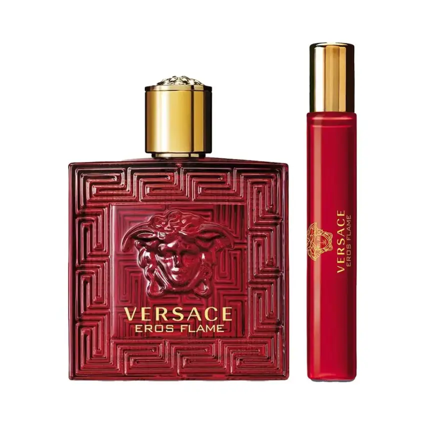 Set Cadou Versace Eros Flame EDP 100 ml + Travel Spray 10 ml + Geantă Cosmetică