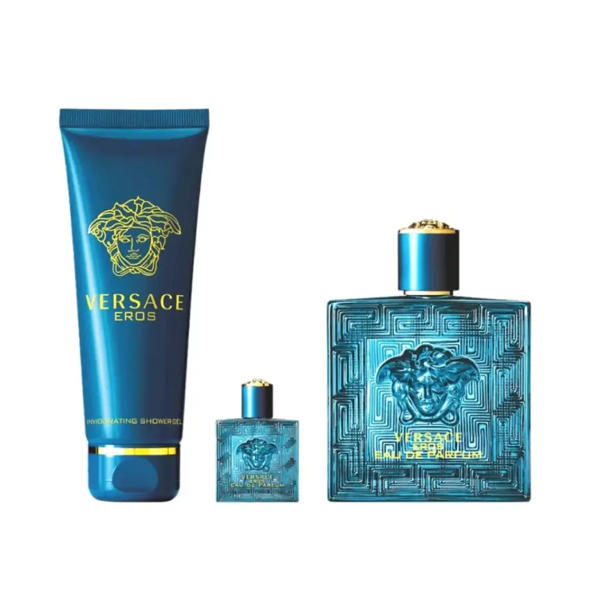 Set Cadou Versace Eros Pour Homme EDP 100 ml + Miniatură 5 ml + Gel De Duș 150 ml